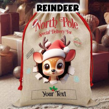 Personalised Christmas Animal Breakout Santa Sack, 6 of 8