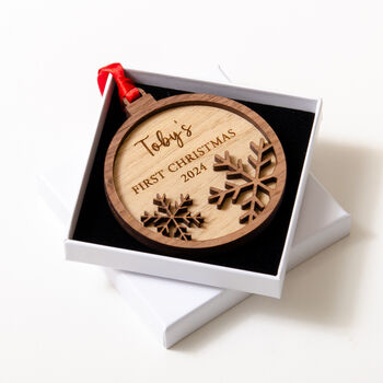 Personalised First Christmas Snowflake Bauble Decoration, 3 of 6