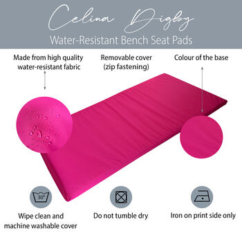 Bright Hot Pink Water Resistant Garden Bench Seat Pad, 2 of 3