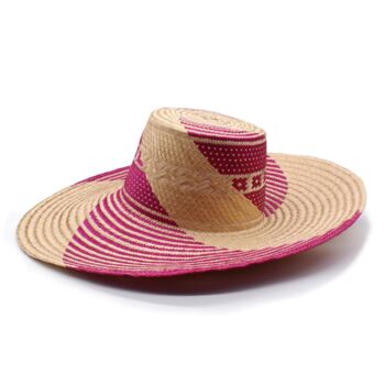 Fuchsia Yonna Wide Brim Straw Hat, 3 of 8