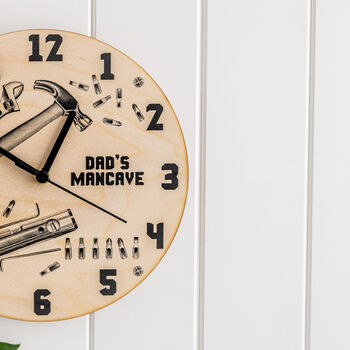 Personalised Wooden Diy Tools Man Cave Clock, 3 of 3