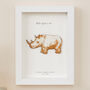 Personalised Rhino Wall Art New Baby Gift, thumbnail 3 of 5