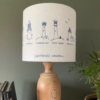 Embroidered Cornish Lighthouse Lampshade, 2 of 6