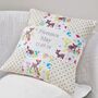 Baby Deer Name And Date Cushion, thumbnail 2 of 5
