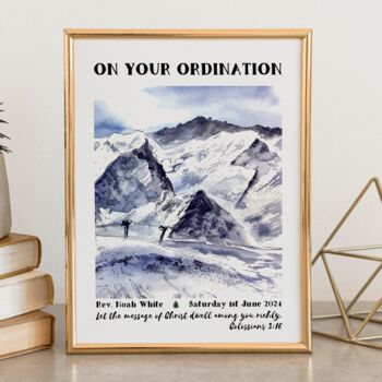 Personalised Ordination Mountains Print Ordination Gift, 4 of 4