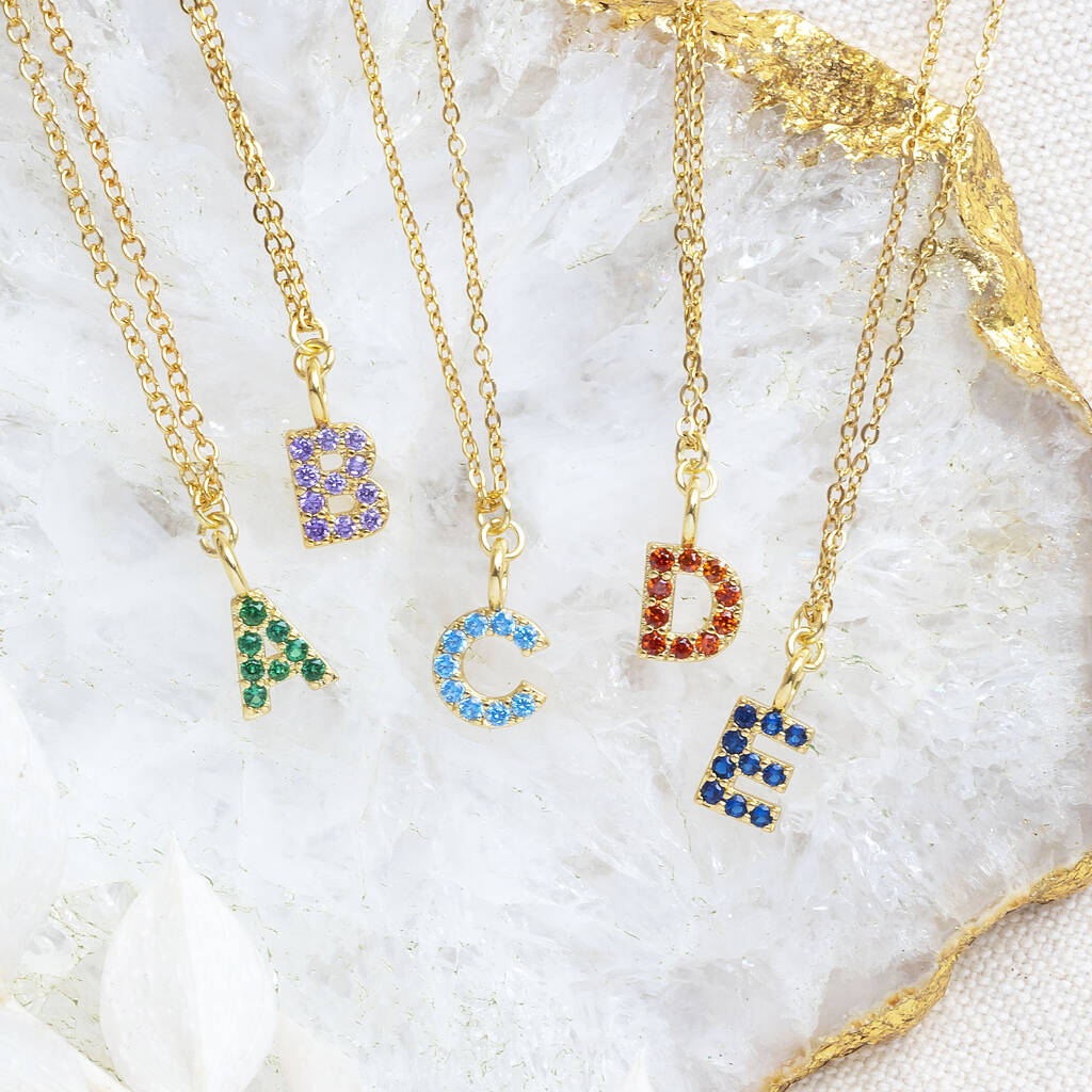 Gold Or Silver Plated Birthstone Initial Necklace, 1 of 11