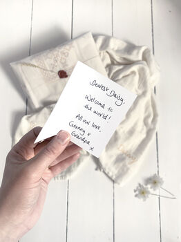 Organic Personalised Embroidered Muslin Swaddle Blossom, 4 of 4