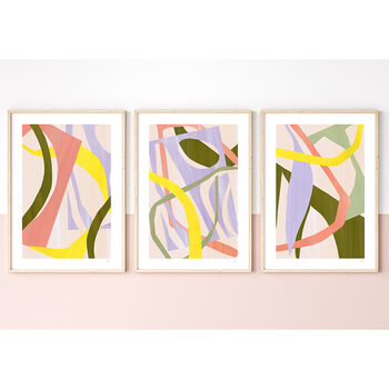 Pastel Abstract Cut Out Shapes Prints Set Of Three, 2 of 10