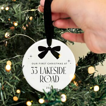 First Christmas In New Home Personalised Ceramic Bauble, 6 of 10
