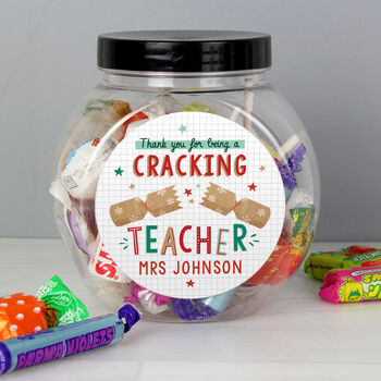 Personalised Cracking Teacher Sweet Jar – Teacher Christmas Gift, 2 of 4