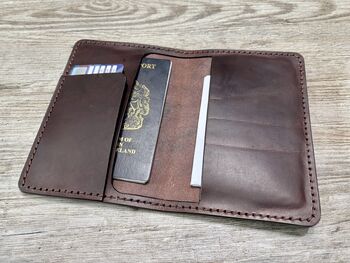 Personalised Leather Passport Holder, Chocolate Brown, 4 of 8