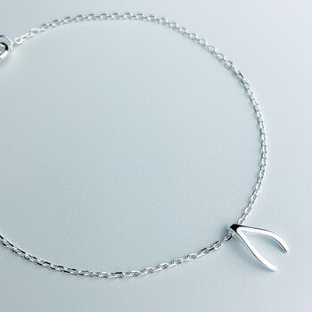 Sterling Silver Wishbone Charm Bracelet, 2 of 5