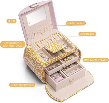 Modern Yellow Jewellery Organiser Travel Box, 6 of 7
