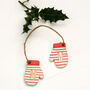 Personalised Ceramic Mitten Christmas Tree Decorations, thumbnail 1 of 3