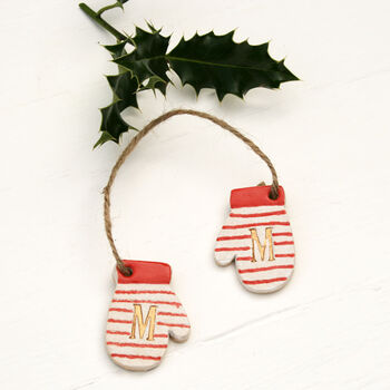 Personalised Ceramic Mitten Christmas Tree Decorations, 3 of 5