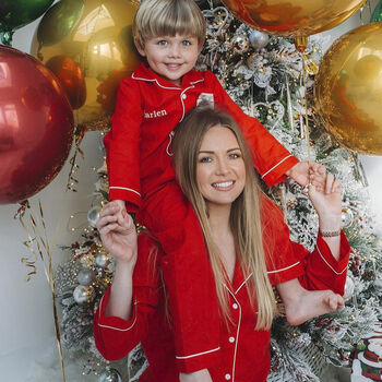 Personalised Family Christmas Red Pyjamas, 6 of 11