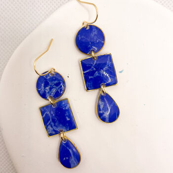 Royal Blue Statement Earrings, Clay And Resin, 5 of 11