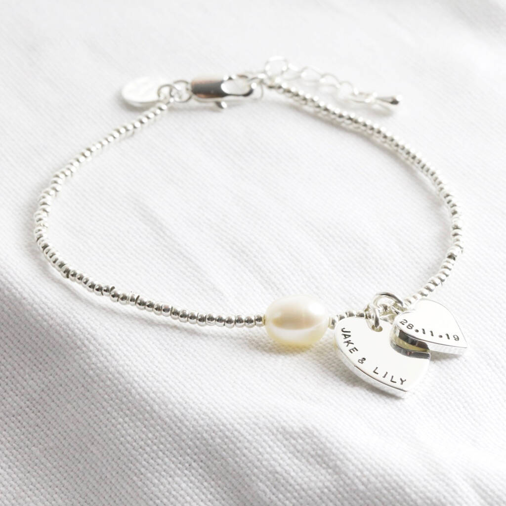 Personalised Double Charm Seed Bead And Pearl Bracelet, 1 of 6