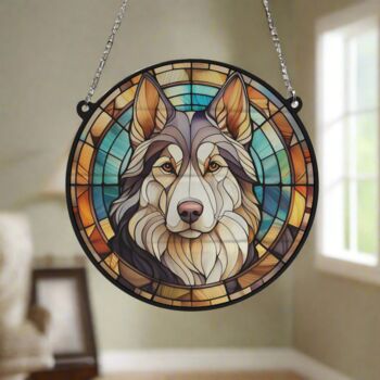 Husky Stained Glass Effect Suncatcher, 4 of 5