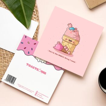 Cute Pig Ice Cream Greetings Card, 4 of 9