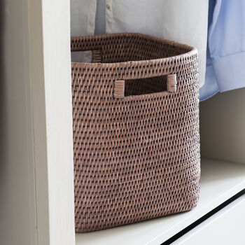 Marbury Taupe Square Rattan Storage Basket, 4 of 5