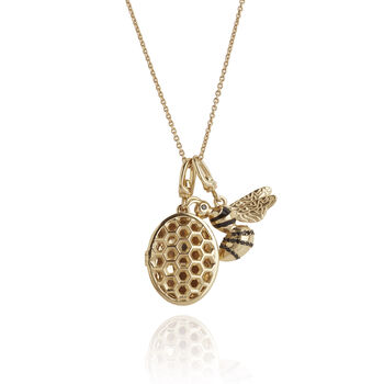 Honeycomb Locket Gold Plated Sterling Silver, 6 of 12