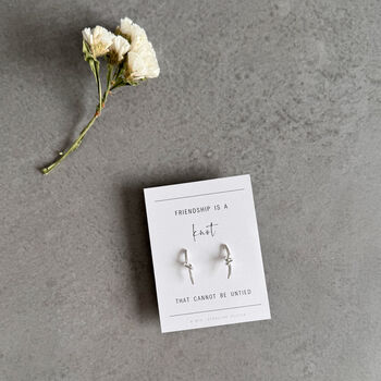 Friendship Knot Sterling Silver Bar Earrings, 2 of 8