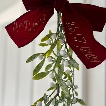 Glitter Mistletoe, Personalised Bow, Newly Wed Christmas Gift, 6 of 7