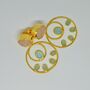 Raw Rose Quartz, Aqua Chalcedony Gold Earrings, thumbnail 4 of 7
