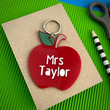 Personalised Thank You Teacher Apple Keyring, 3 of 3