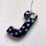 Personalised Handmade Navy And Gold Star Clay Hanging Letter, thumbnail 2 of 4
