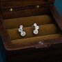 Sterling Silver Small Pair Cz Crystal Trio Stud Earrings, thumbnail 6 of 12