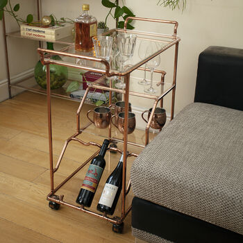 Handmade Drink Trolley With Wine Rack Display, 5 of 9