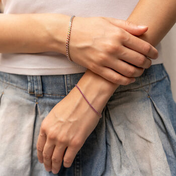 Fine Sterling Silver Cz Ruby Tennis Bracelet, 3 of 4