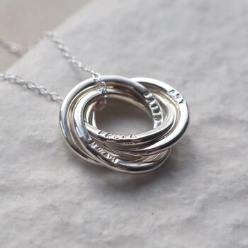 Personalised Four Interlocking Ring Family Necklace, 3 of 10