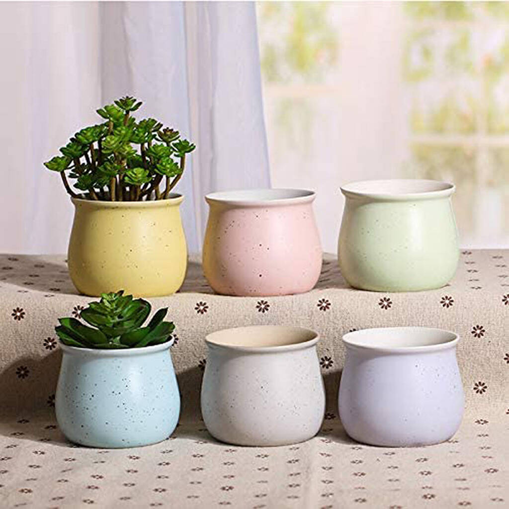 Set Of Six Ceramic Mini Planters, 1 of 4