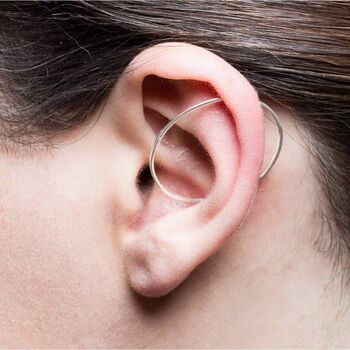Sterling Silver Minimalist Hoop Ear Cuff Earring, 3 of 11