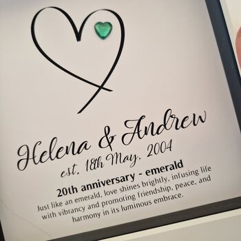 Personalised 20th Anniversary Gift Emerald Heart, 3 of 6