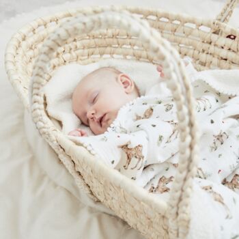 Fawn Bunny Baby Blanket Handmade With Organic Muslin And Sherpa, 12 of 12