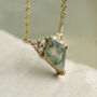 Art Deco Moss Agate Kite Necklace, thumbnail 6 of 9
