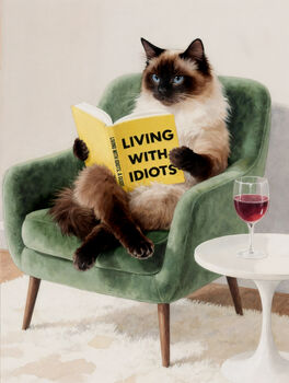 Your Own Cat Reading Book Wall Art Print | Customise Colours And Book Title, 4 of 12