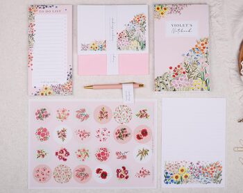 Personalised Pink Floral Desk Stationery Gift Box, 2 of 7