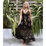 'Astrid' Black And Gold Indian Print Crepe Dress, thumbnail 1 of 9