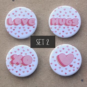 Cute Valentine Themed Badges, Pack Of Four, 4 of 10