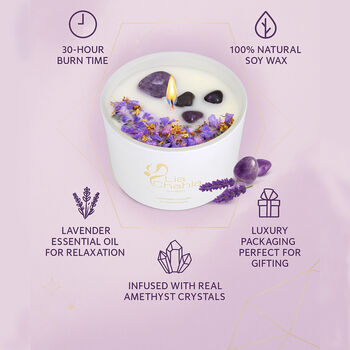 Luxury Lavender Soy Candle With Amethyst Crystals Travel Size, 4 of 10