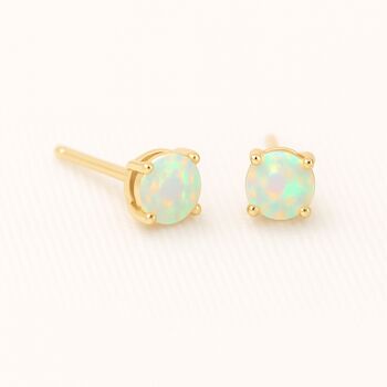 9ct Gold October Ethiopian Opal Birthstone Stud Earrings, 3 of 4