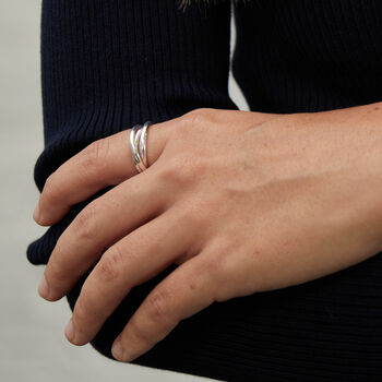 Sterling Silver Russian Wedding Ring Interlinking Bands, 6 of 10