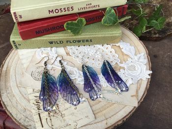 Deep Purple Rainbow Fairy Wing Earrings, 3 of 3