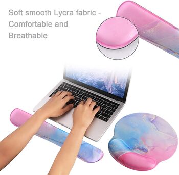 Blue Pink Keyboard And Mouse Wrist Rest Pad Set, 4 of 6