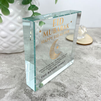 Personalised Eid Al Fitr Crescent Crystal Token, 4 of 5